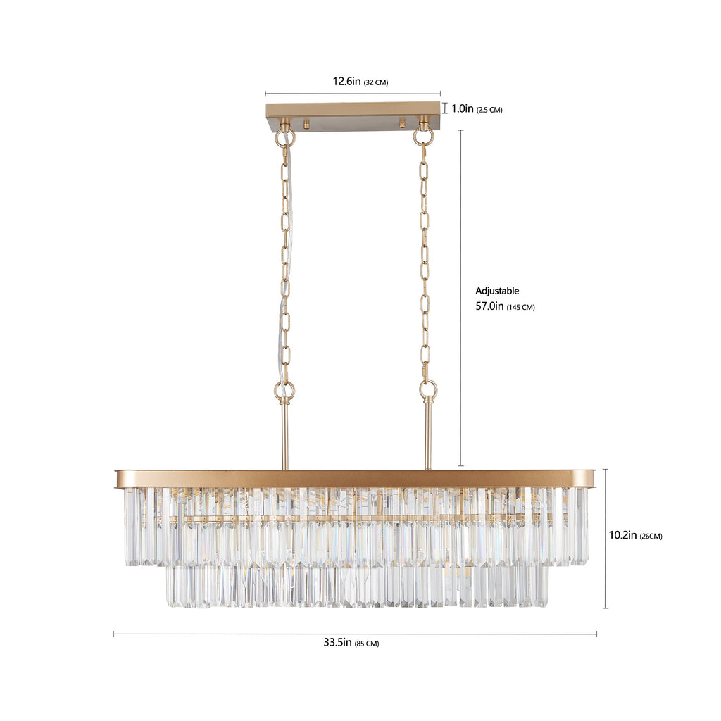 Chandeliers, Rectangular Crystal Chandelier Adjustable