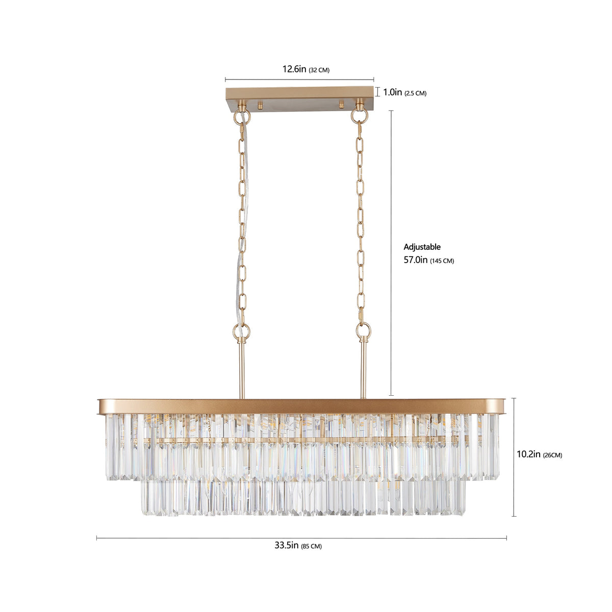 Chandeliers, Rectangular Crystal Chandelier Adjustable