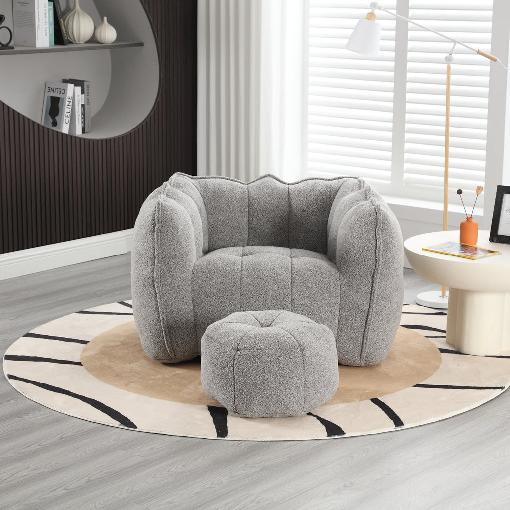 Soft Bean Bag Chair with High Resilient Foam with Footstool