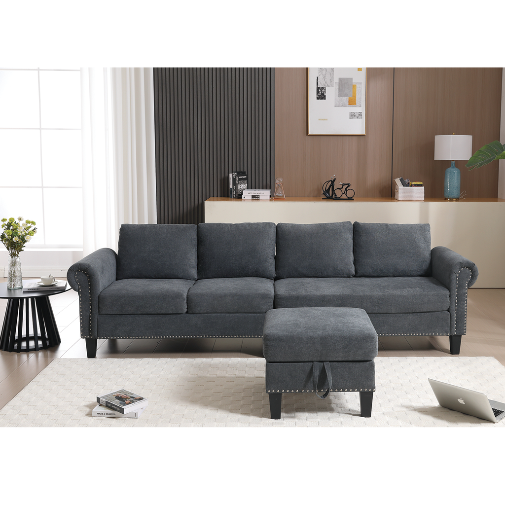 Convertible Sectional Sofa with Storage, L-shaped sofa Modern Linen Fabric
