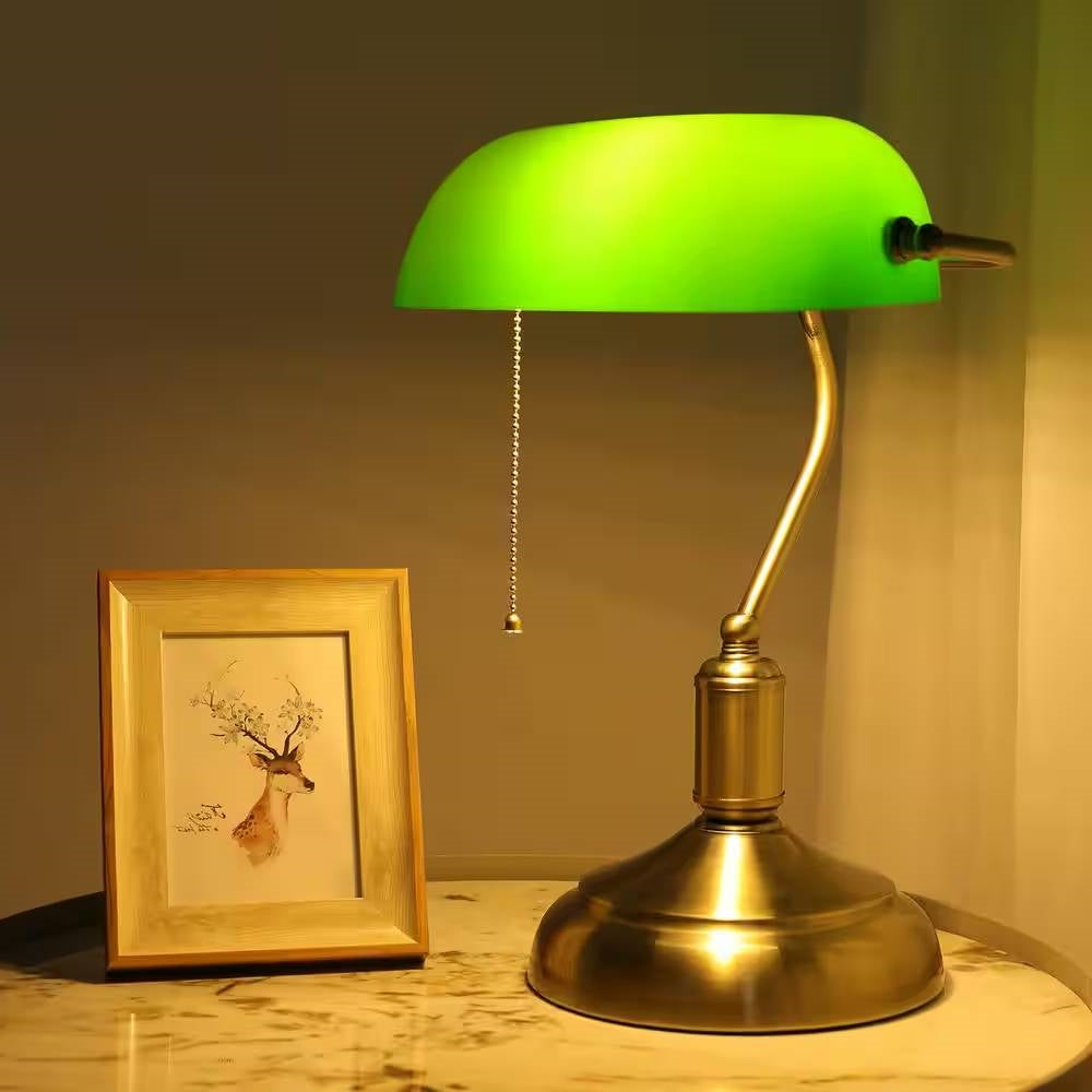 Antique Brass Bankers Desk Lamp