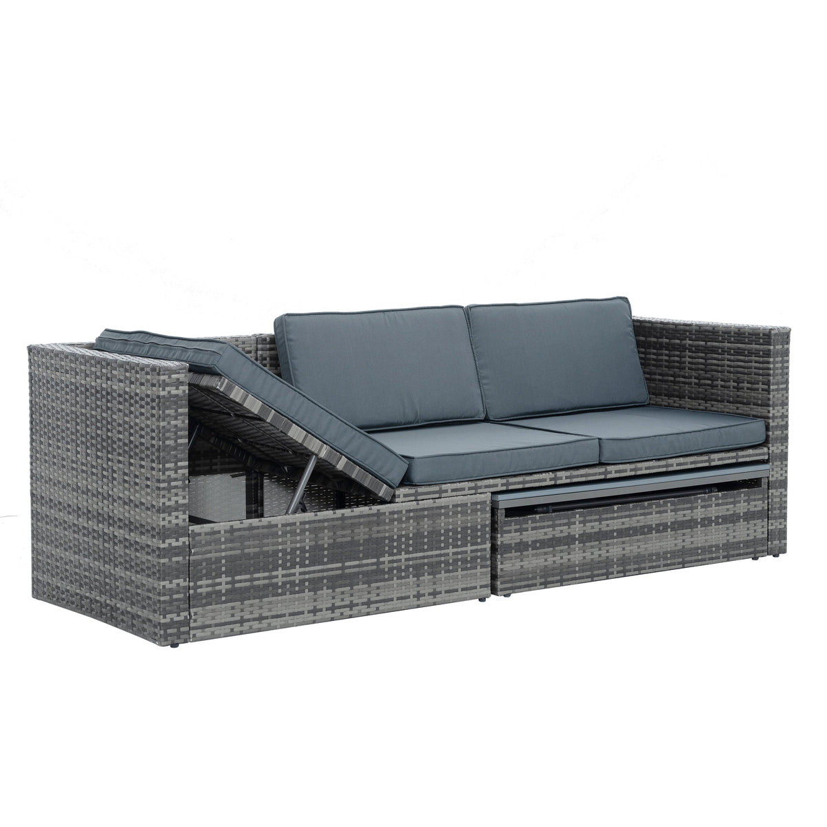 Patio Outdoor Furniture, 5 Set Wicker With Plywood Coffee Table