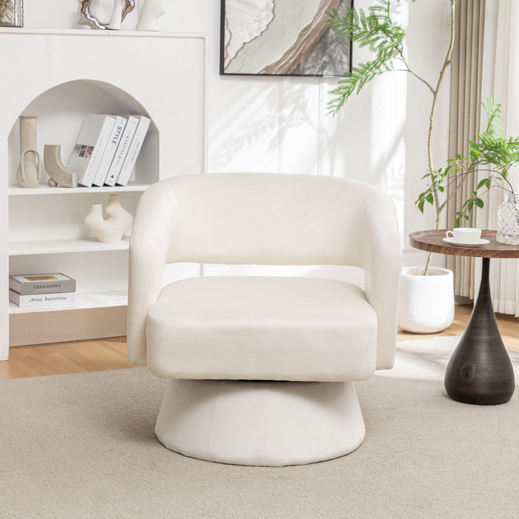 Swivel Barrel Chair, Velvet Accent Armchair 360 Degree Swivel