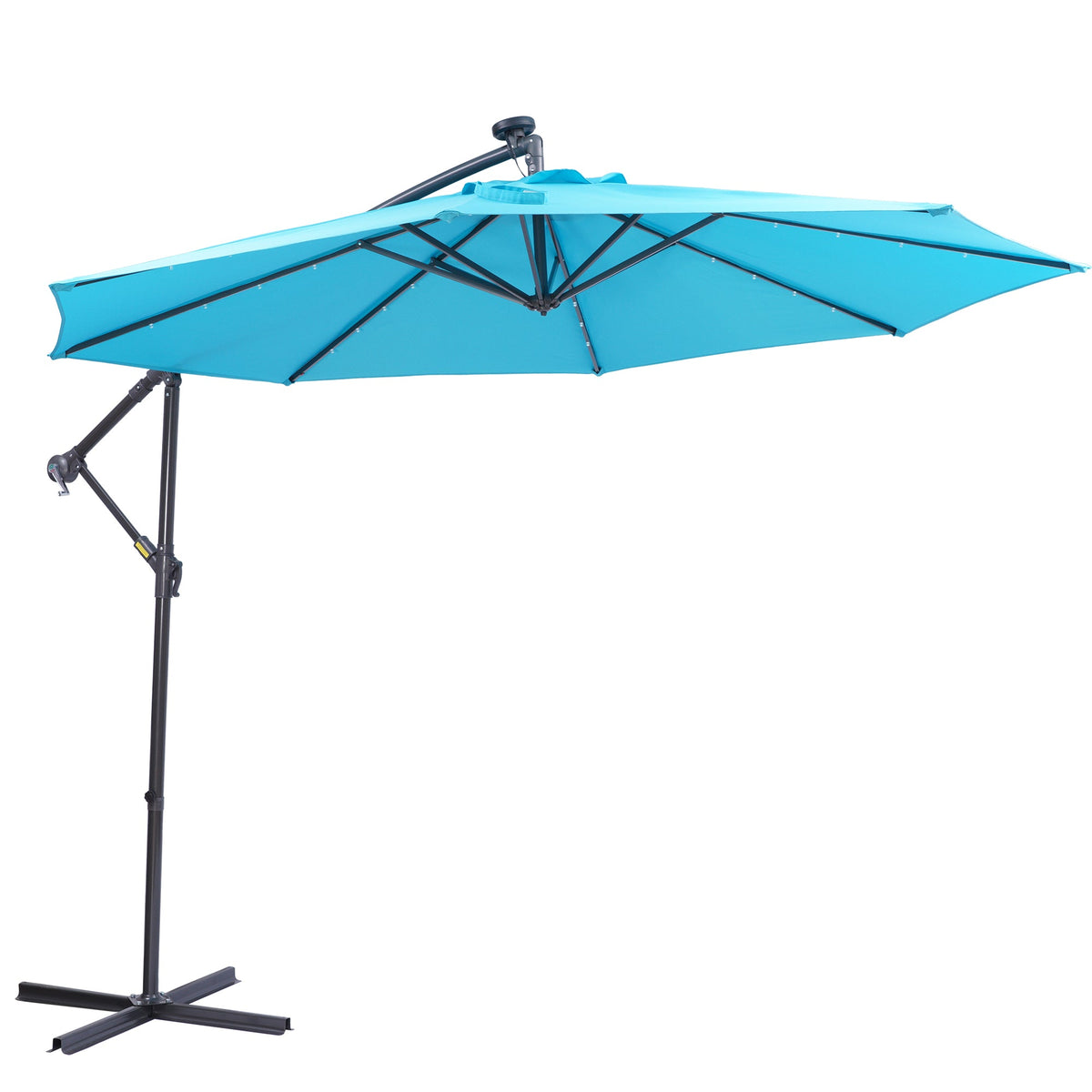10 FT Solar LED Patio Outdoor Umbrella Hanging Cantilever Umbrella Offset Umbrella