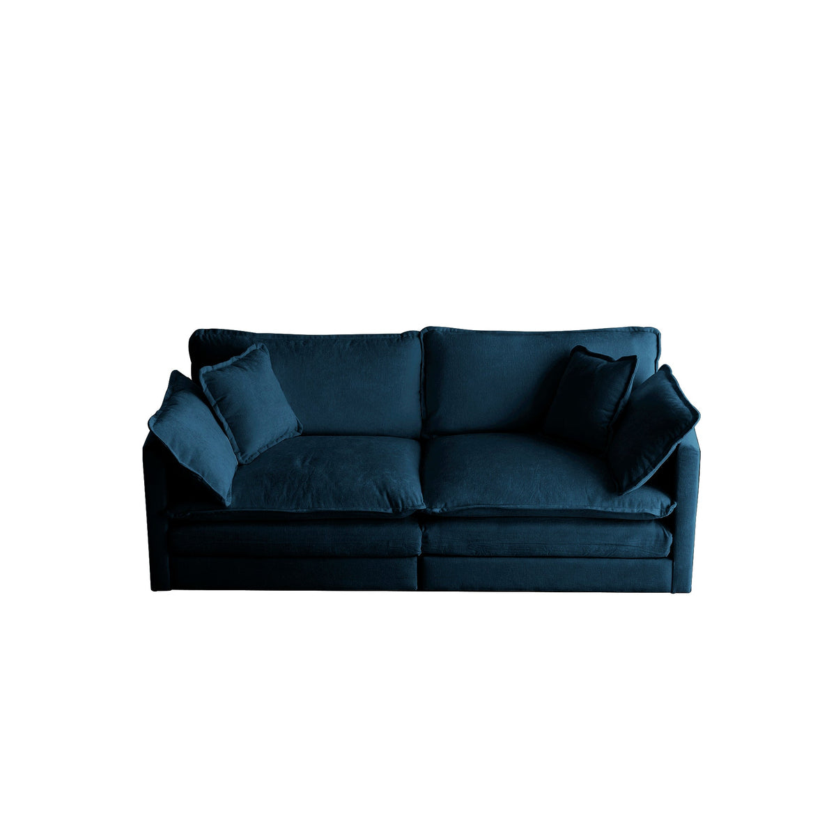Modern Fabric Loveseat, Large Size Deep 2-Seat Sofa with 4 Pillows ,Blue Chenille