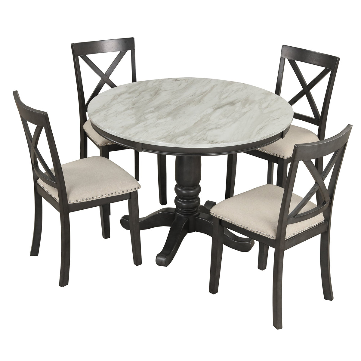 5 Pieces Dining Table and Chairs Set for 4