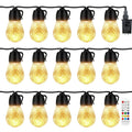 52.5'Colorful Outdoor String Lights Smart RGB LED Patio Lights Waterproof Dimmable Hanging Light Bulbs with APP/ Remote Control 15 Bulbs