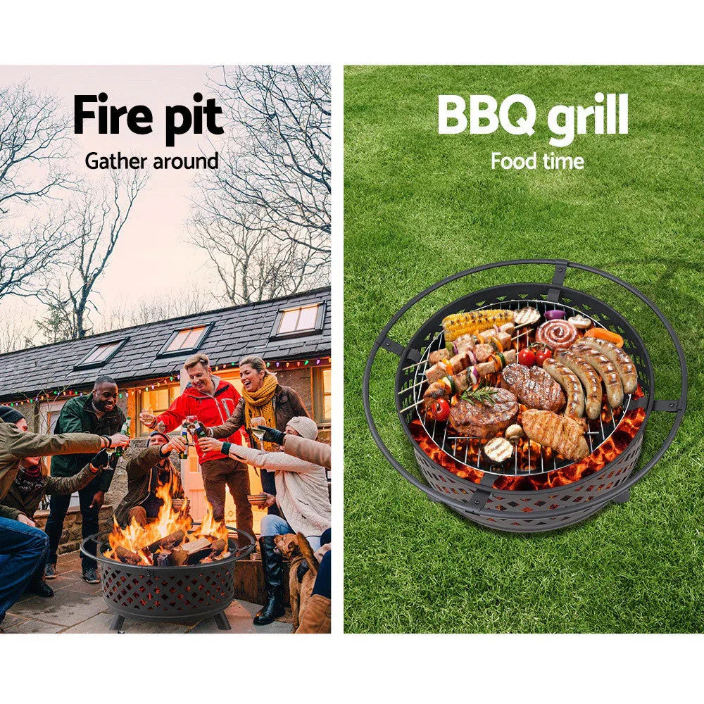 Fire Pit BBQ Grill Smoker Portable Outdoor Fireplace Patio Heater Pits