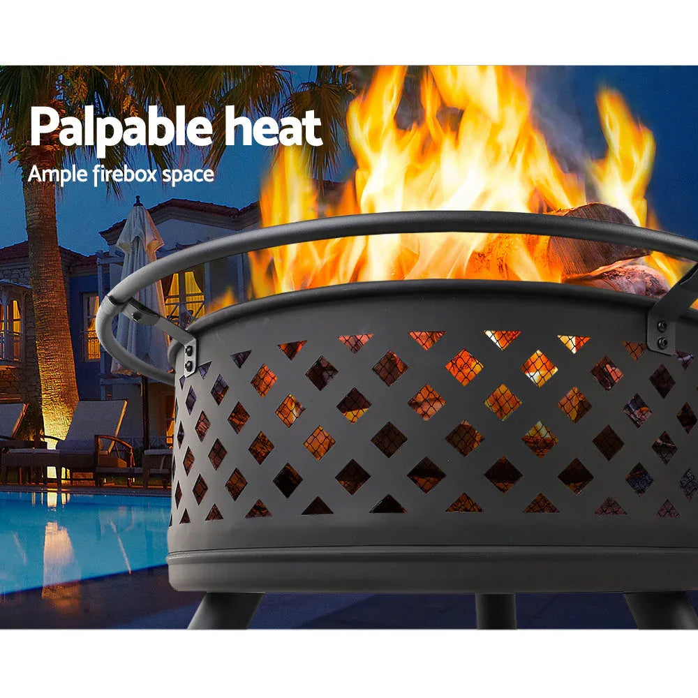 Fire Pit BBQ Grill Smoker Portable Outdoor Fireplace Patio Heater Pits