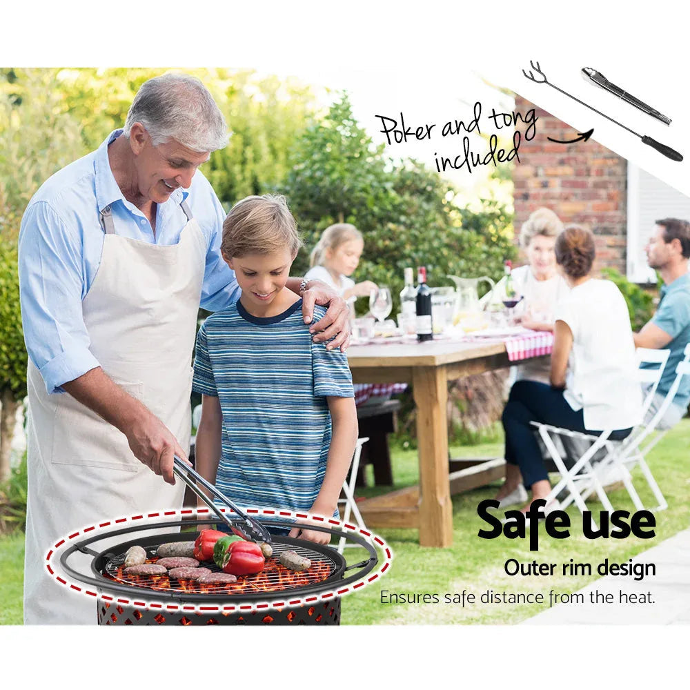 Fire Pit BBQ Grill Smoker Portable Outdoor Fireplace Patio Heater Pits