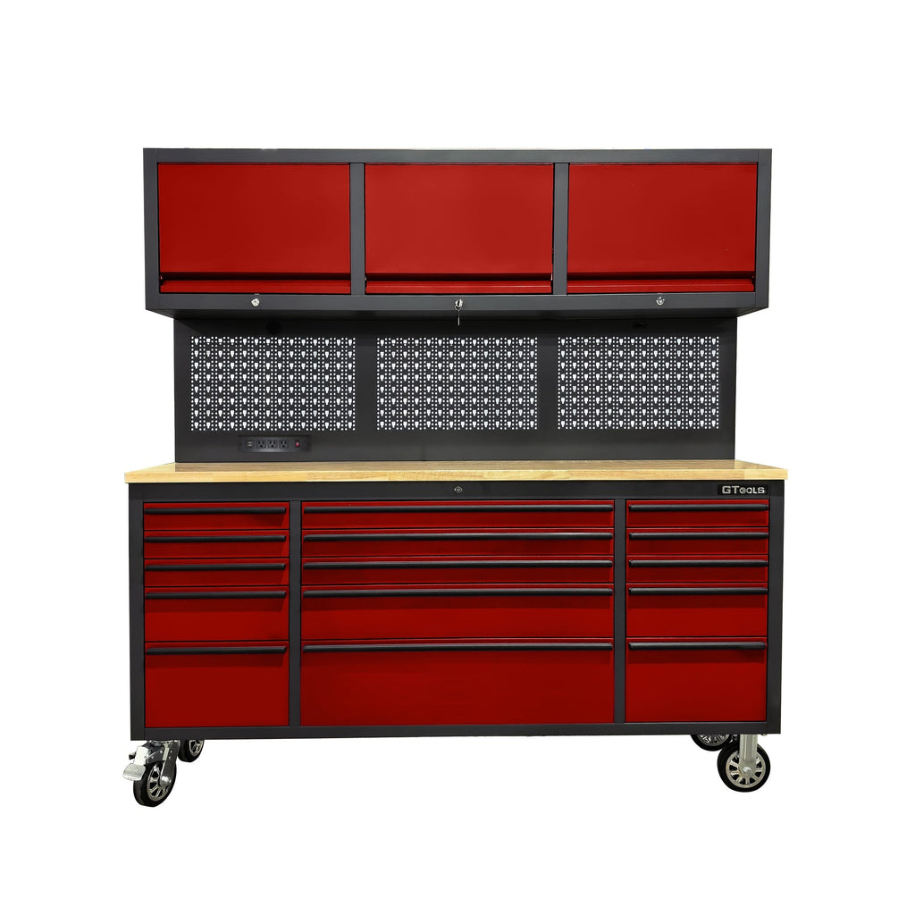 72 inch Rolling Tool Chest with Light & Power Strips, Workbench
