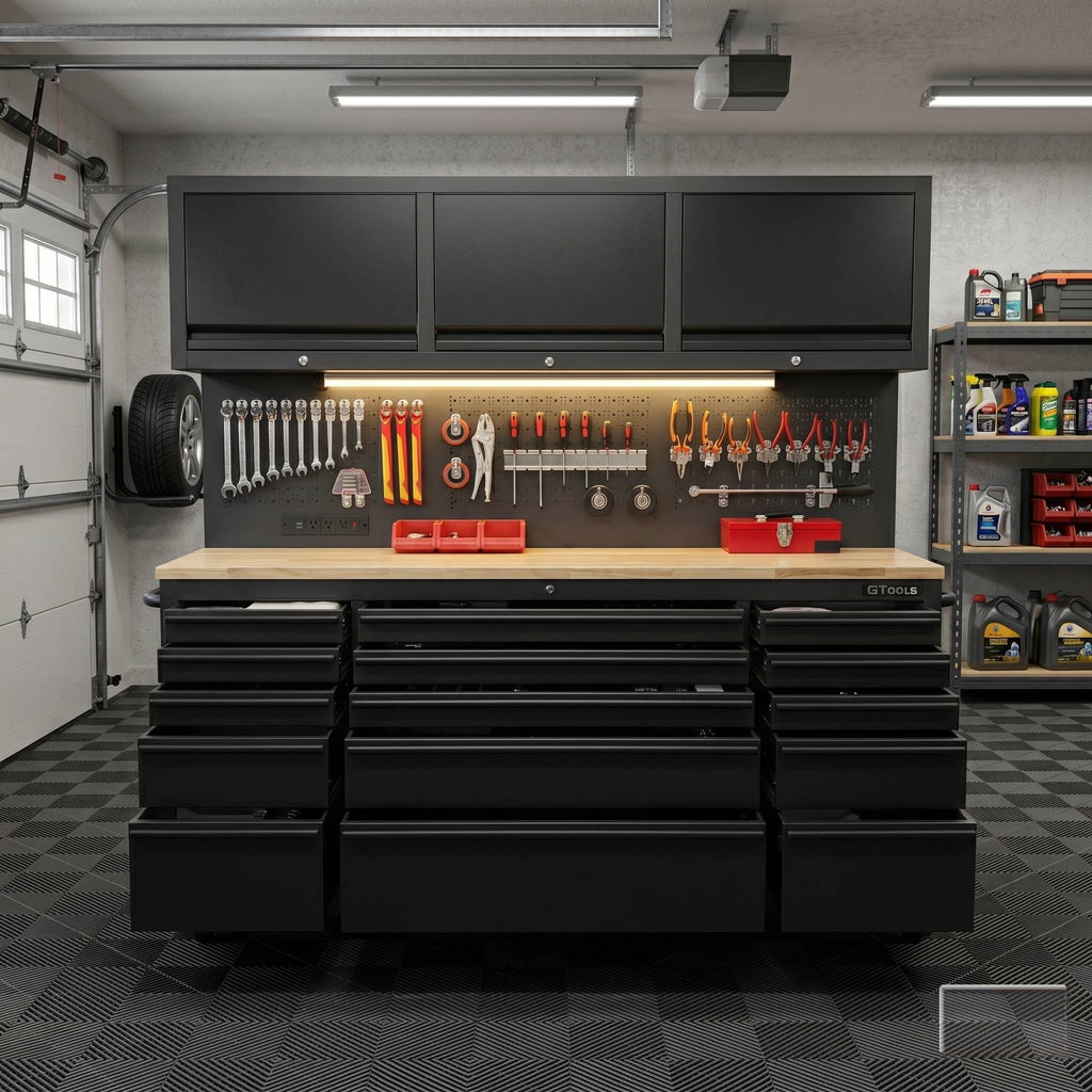 72 inch Rolling Tool Chest with Light & Power Strips, Workbench
