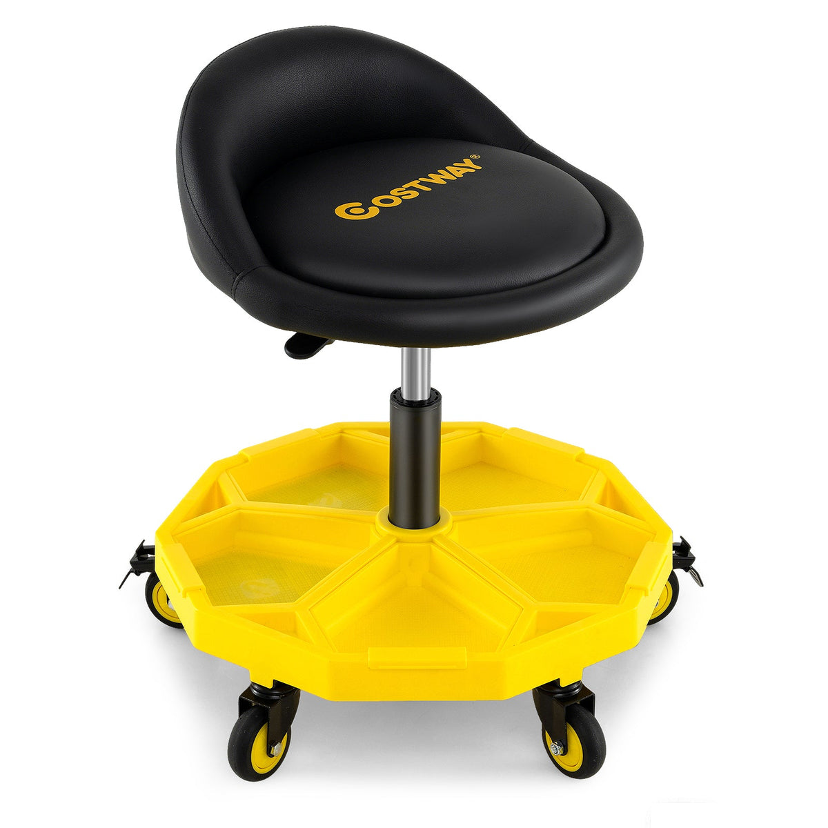 20 Inch-25 Inch Height Adjustable Rolling Garage Stool with Tool Tray