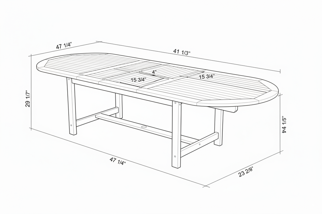 Certified Teak Wood Outdoor Patio Extendable Dining Set