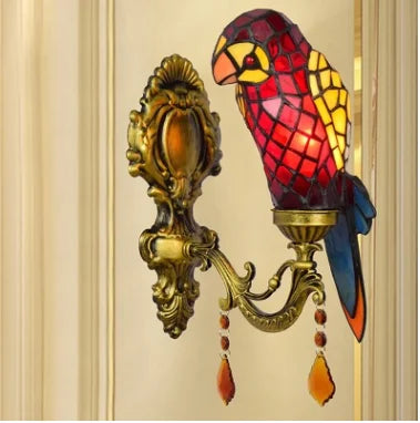 Art Deco Tiffany Parrot Designer Chandelier