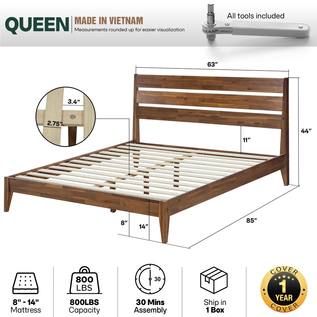 Emery Solid Wood Bed Frame