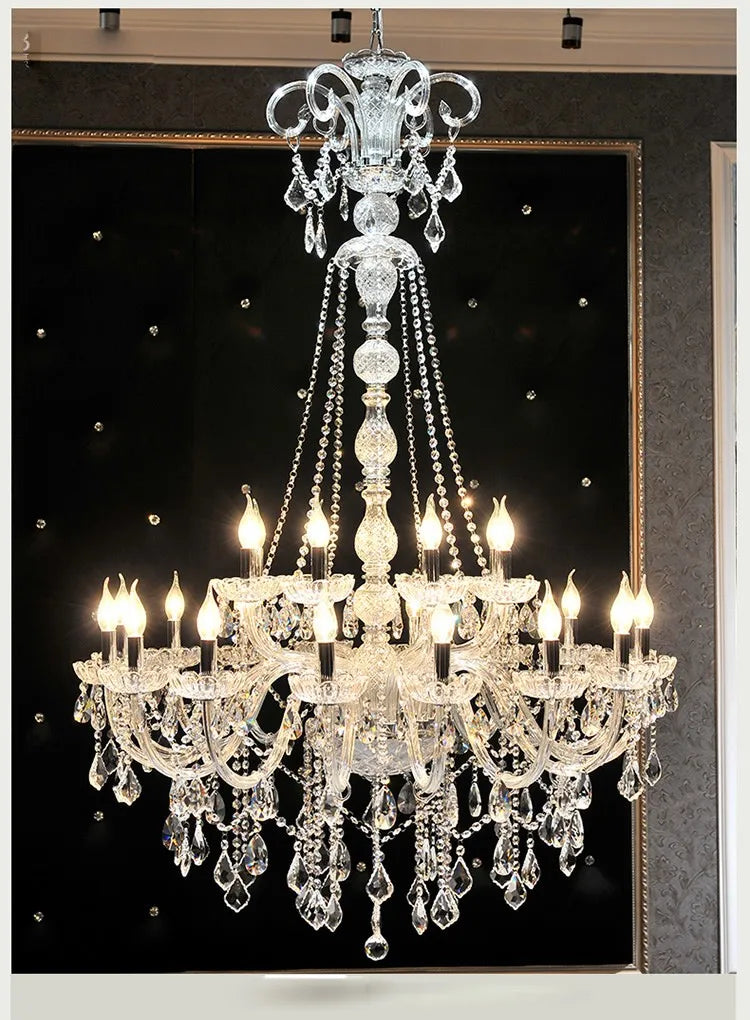 Luxury Extra Long Large Stair Gold/SilverK9 Crystal Chandelier