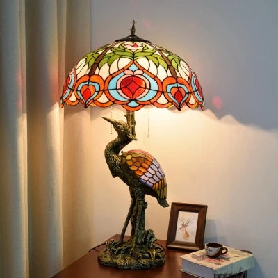 Art Deco Tiffany Parrot Designer Chandelier