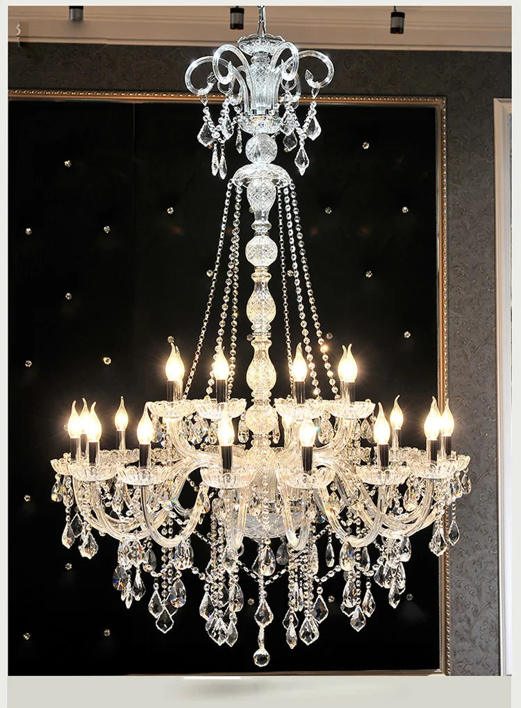 Luxury Extra Long Large Stair Gold/SilverK9 Crystal Chandelier