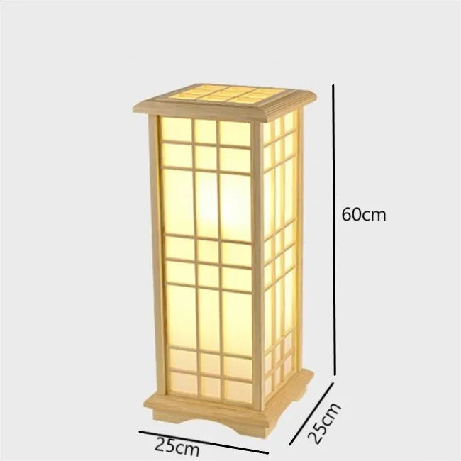 Modern Japanese Floor Lamps Tatami Style Square Shape Wooden LED