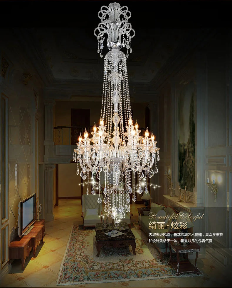 Large Extra Long12/15/18/24 Lights Stair Luxury Crystal Chandelier