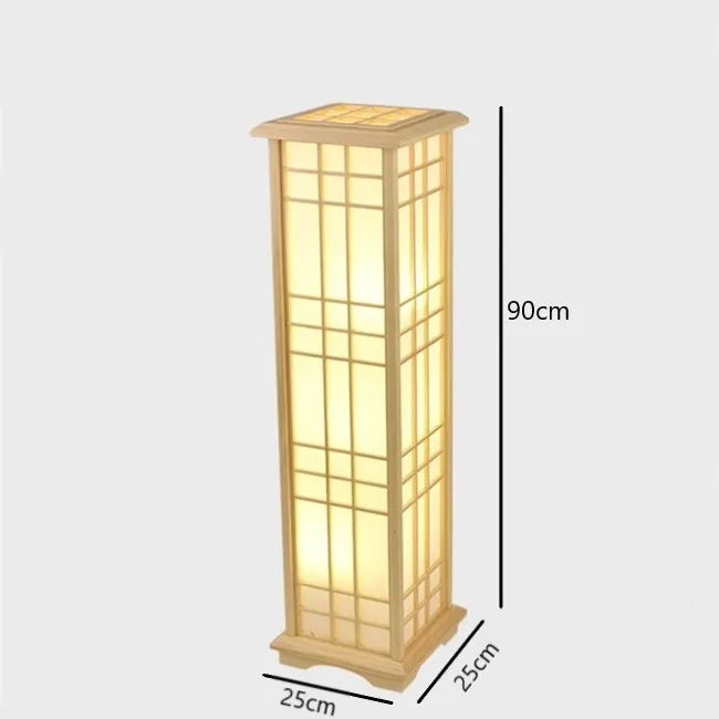 Modern Japanese Floor Lamps Tatami Style Square Shape Wooden LED