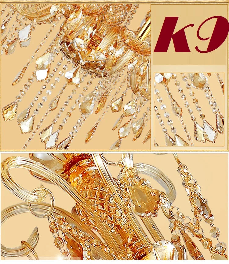 Luxury Extra Long Large Stair Gold/SilverK9 Crystal Chandelier