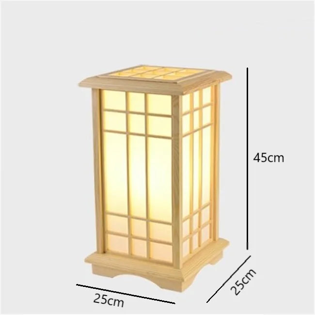 Modern Japanese Floor Lamps Tatami Style Square Shape Wooden LED
