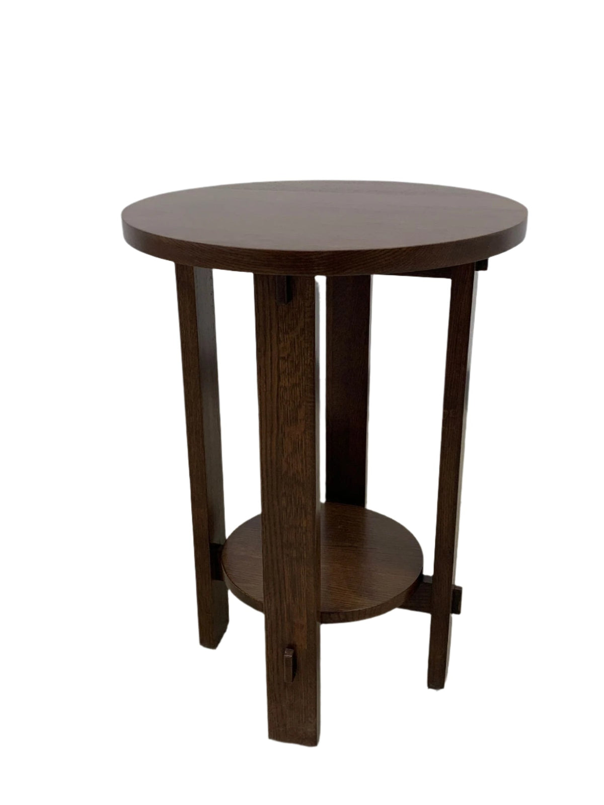 Mission Style Oak Round End Table