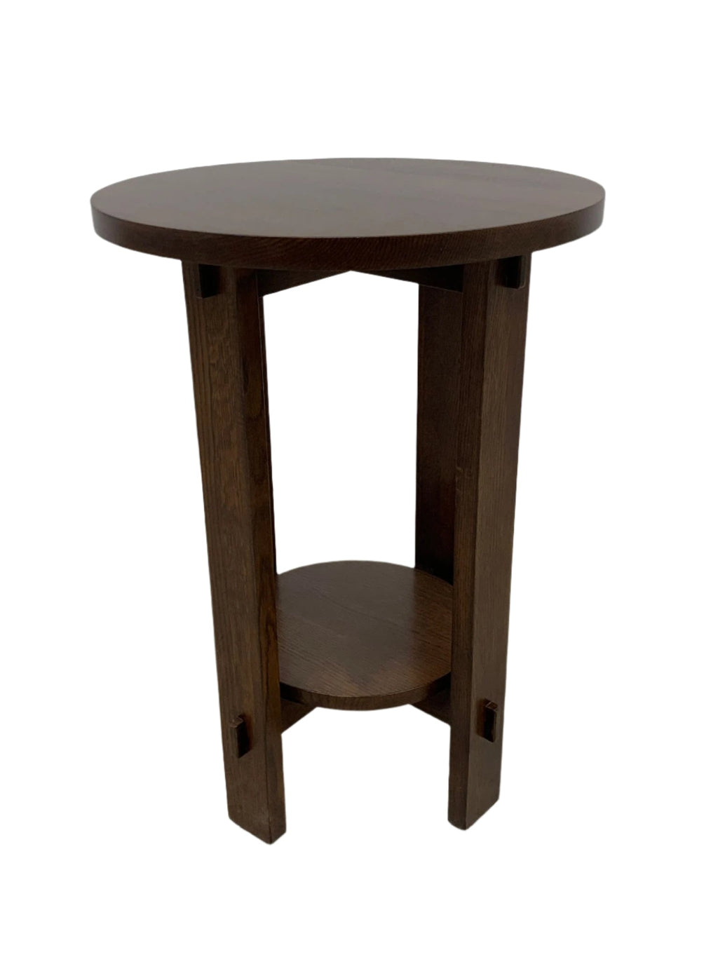 Mission Style Oak Round End Table