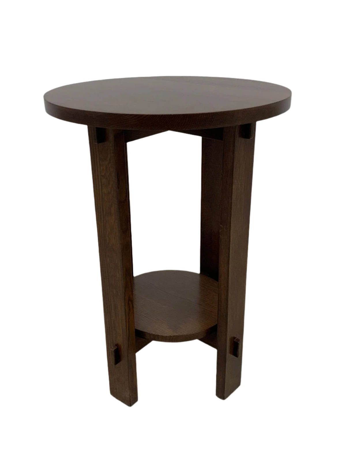 Mission Style Oak Round End Table