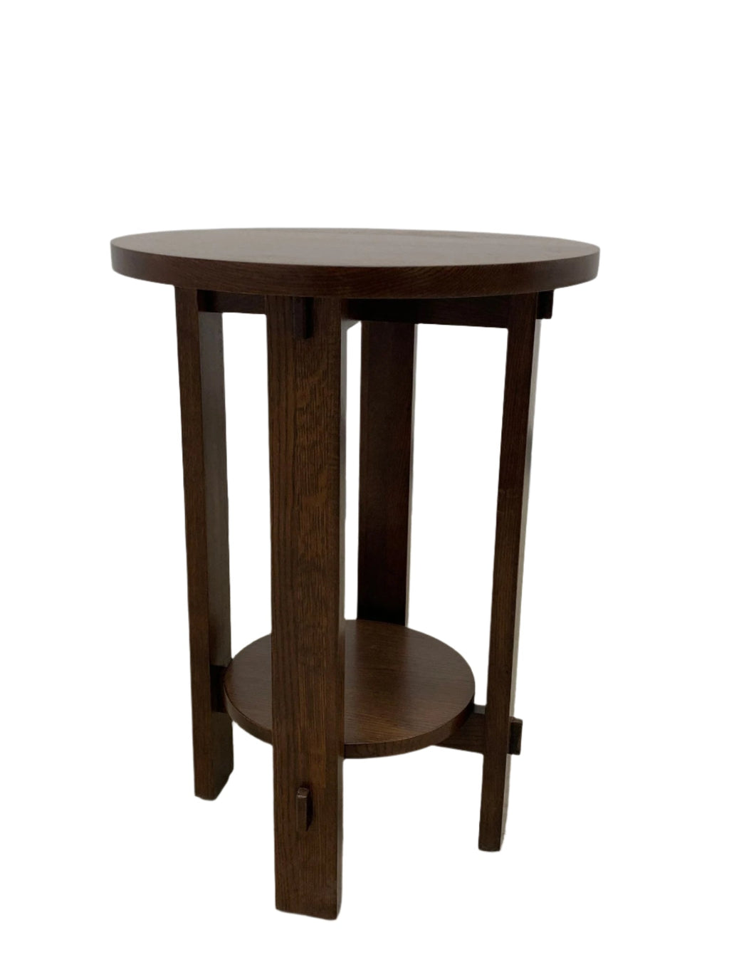 Mission Style Oak Round End Table