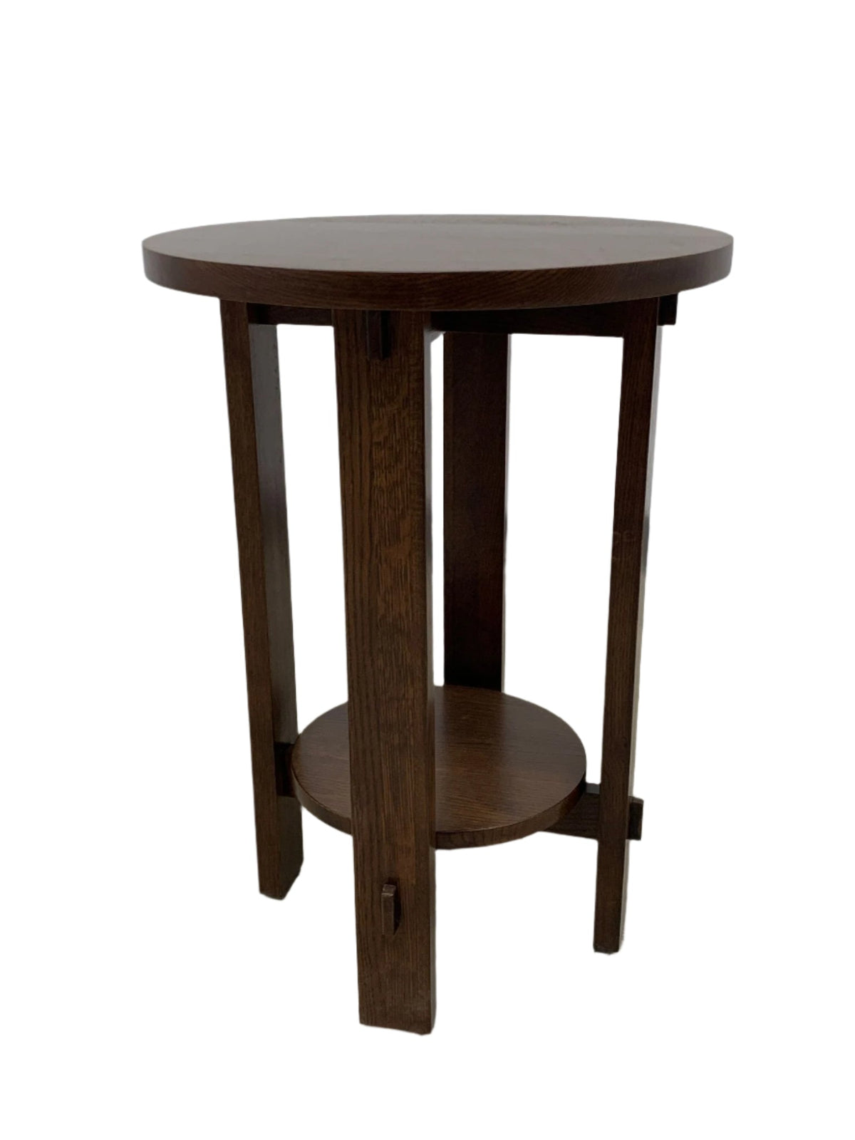 Mission Style Oak Round End Table
