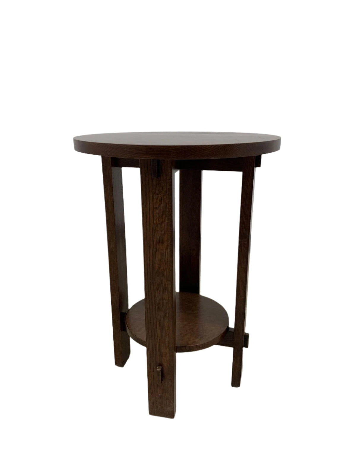 Mission Style Oak Round End Table