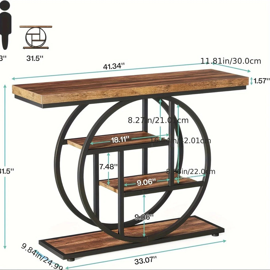 Console Table with 4 Tier Storage Shelves