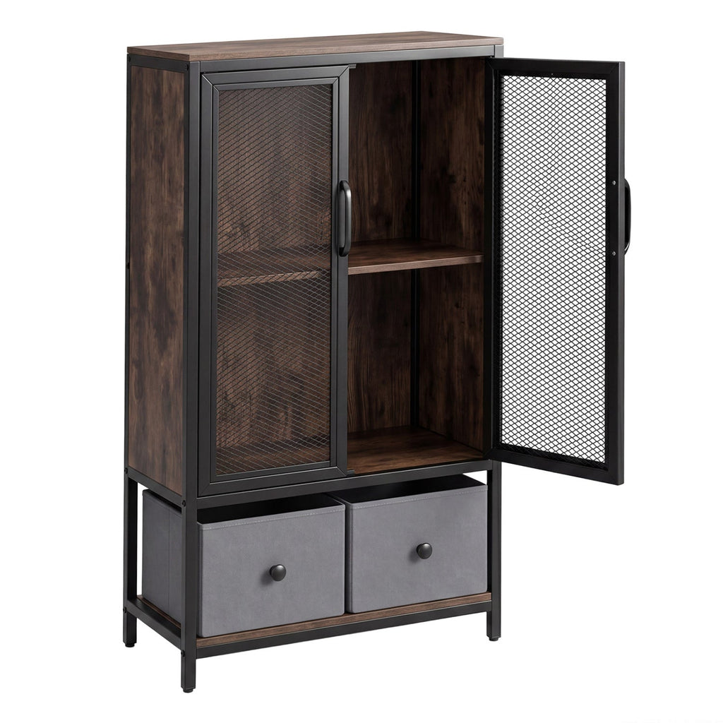 Industrial Coffee Bar Cabinet with 2-Tier Storage Compartment
