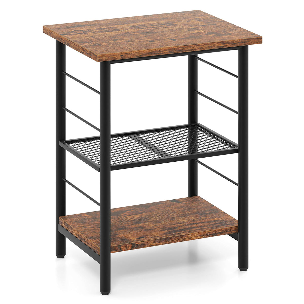 3-Tier End Table, Nightstand Industrial Bedside Table\