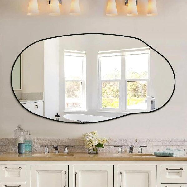 Irregular Wall Mirror, Black Asymmetrical Bathroom Mirror
