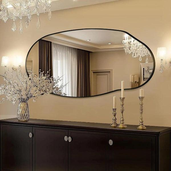 Irregular Wall Mirror, Black Asymmetrical Bathroom Mirror