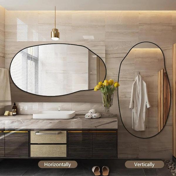 Irregular Wall Mirror, Black Asymmetrical Bathroom Mirror