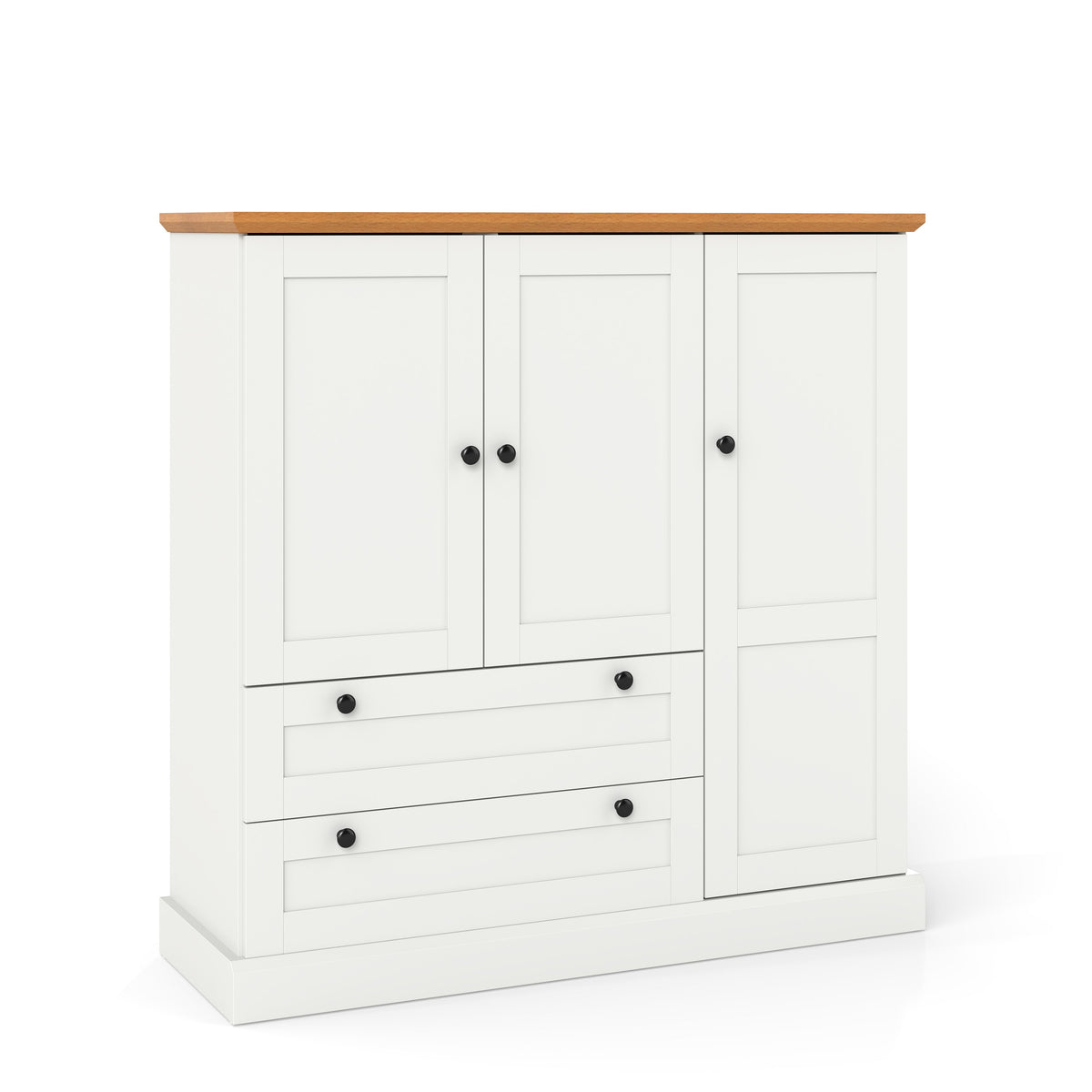47.5 Inch Kitchen Cabinet with 3 Doors and 2 Large Drawers-White