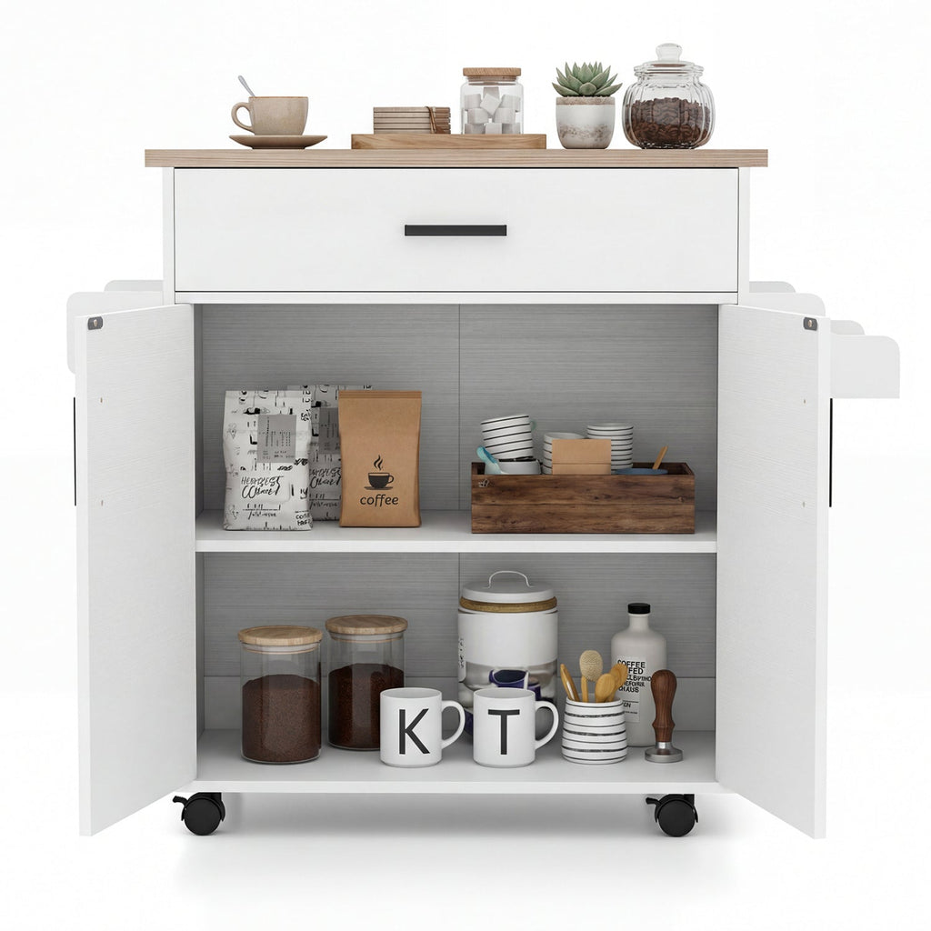 Kitchen Island Cart Rolling Kitchen Storage Island with Drawer