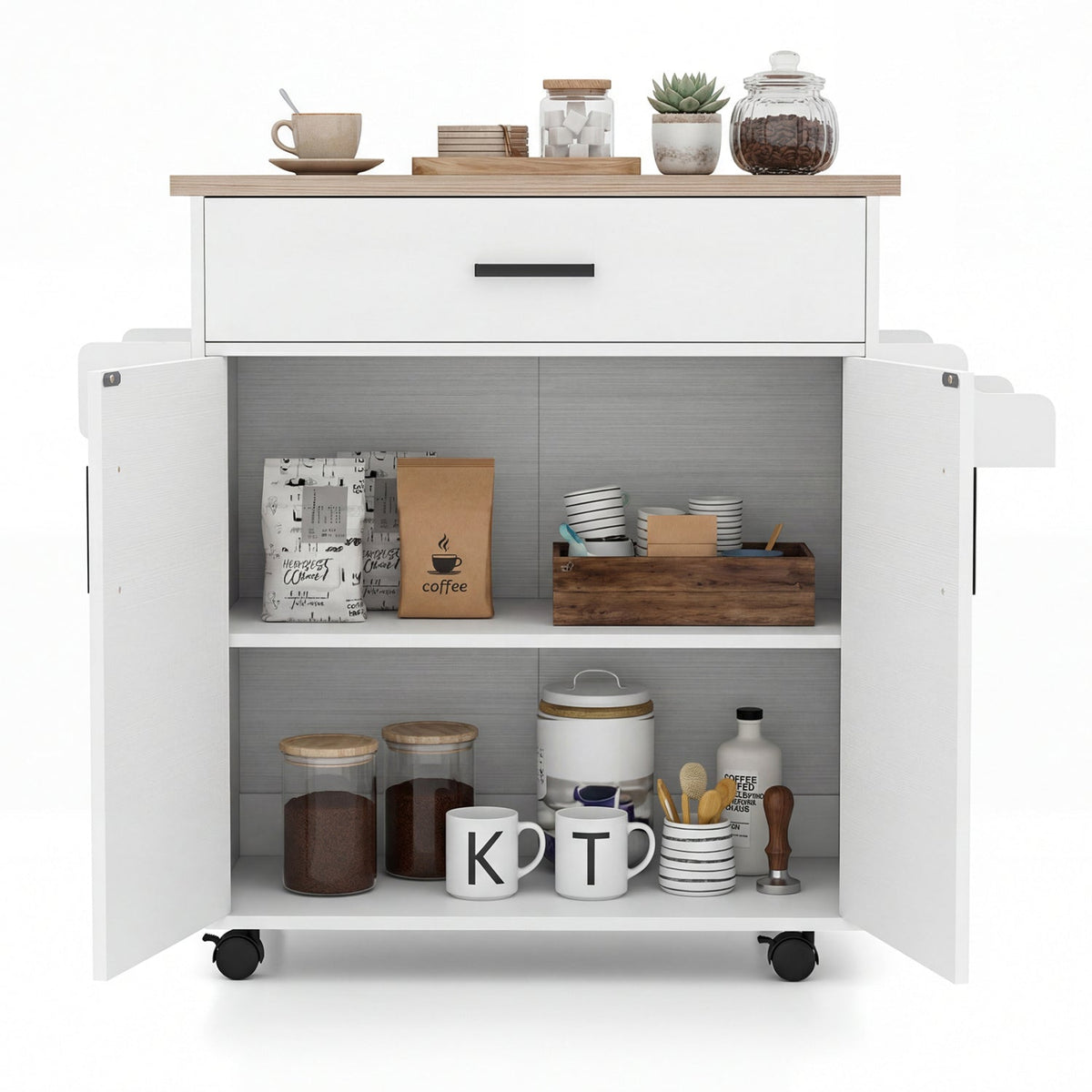 Kitchen Island Cart Rolling Kitchen Storage Island with Drawer