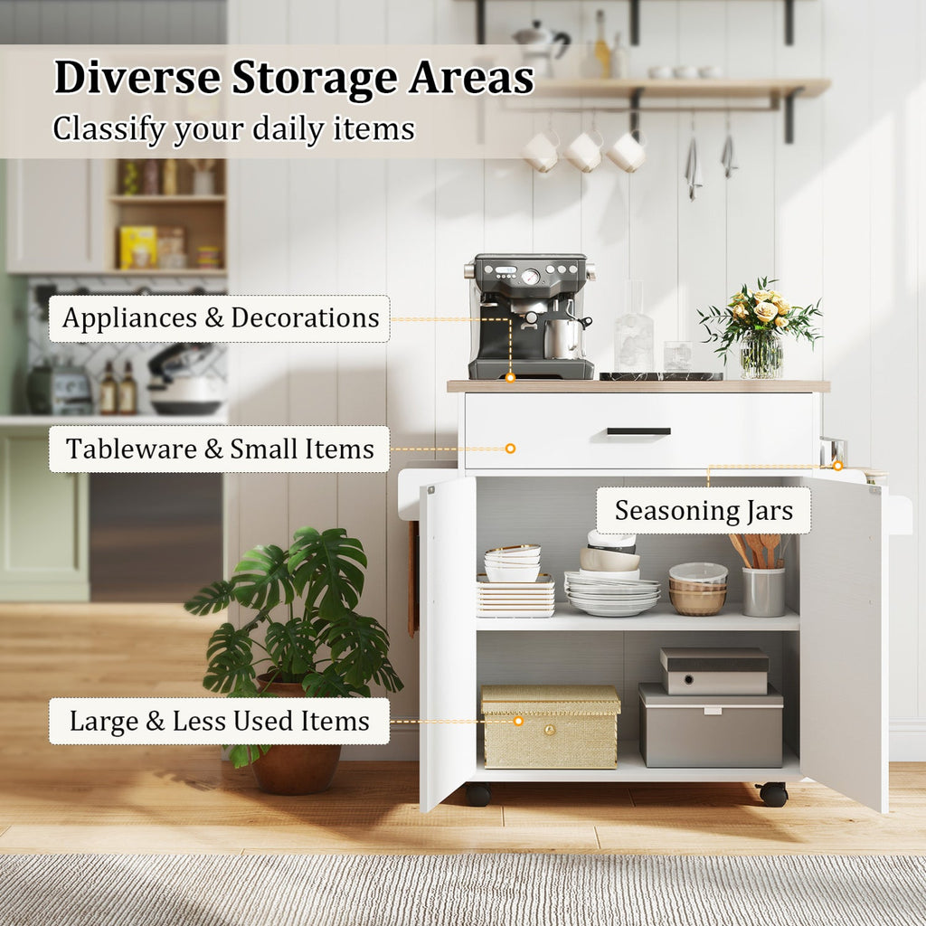 Kitchen Island Cart Rolling Kitchen Storage Island with Drawer