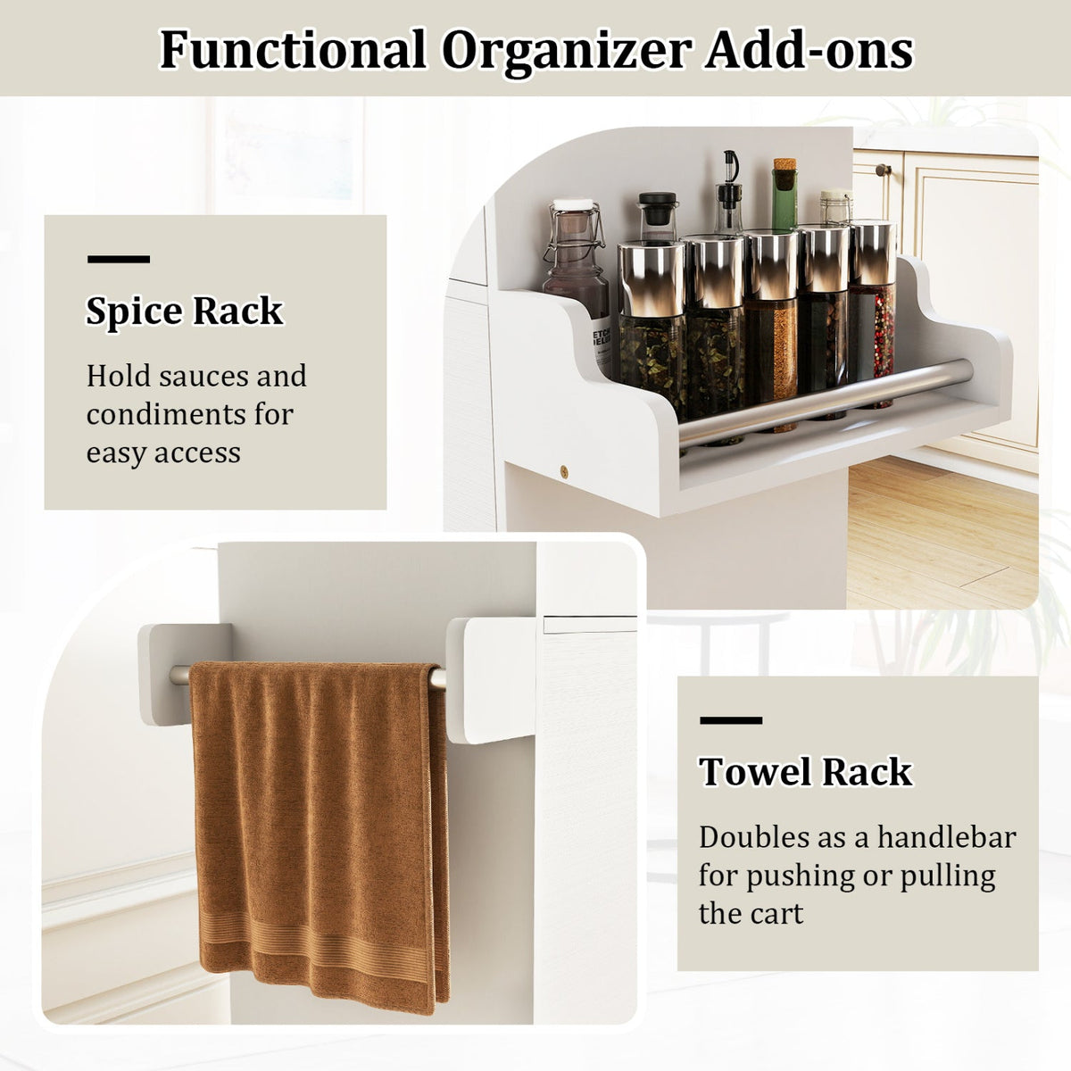 Kitchen Island Cart Rolling Kitchen Storage Island with Drawer