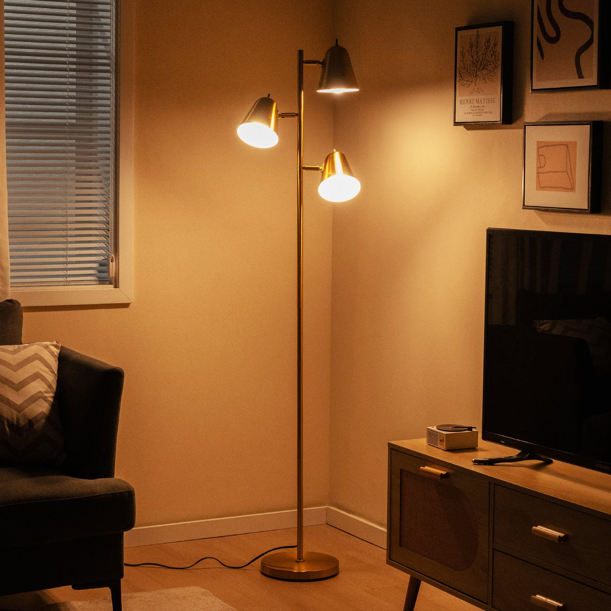 64 Inch 3-Light LED Floor Lamp