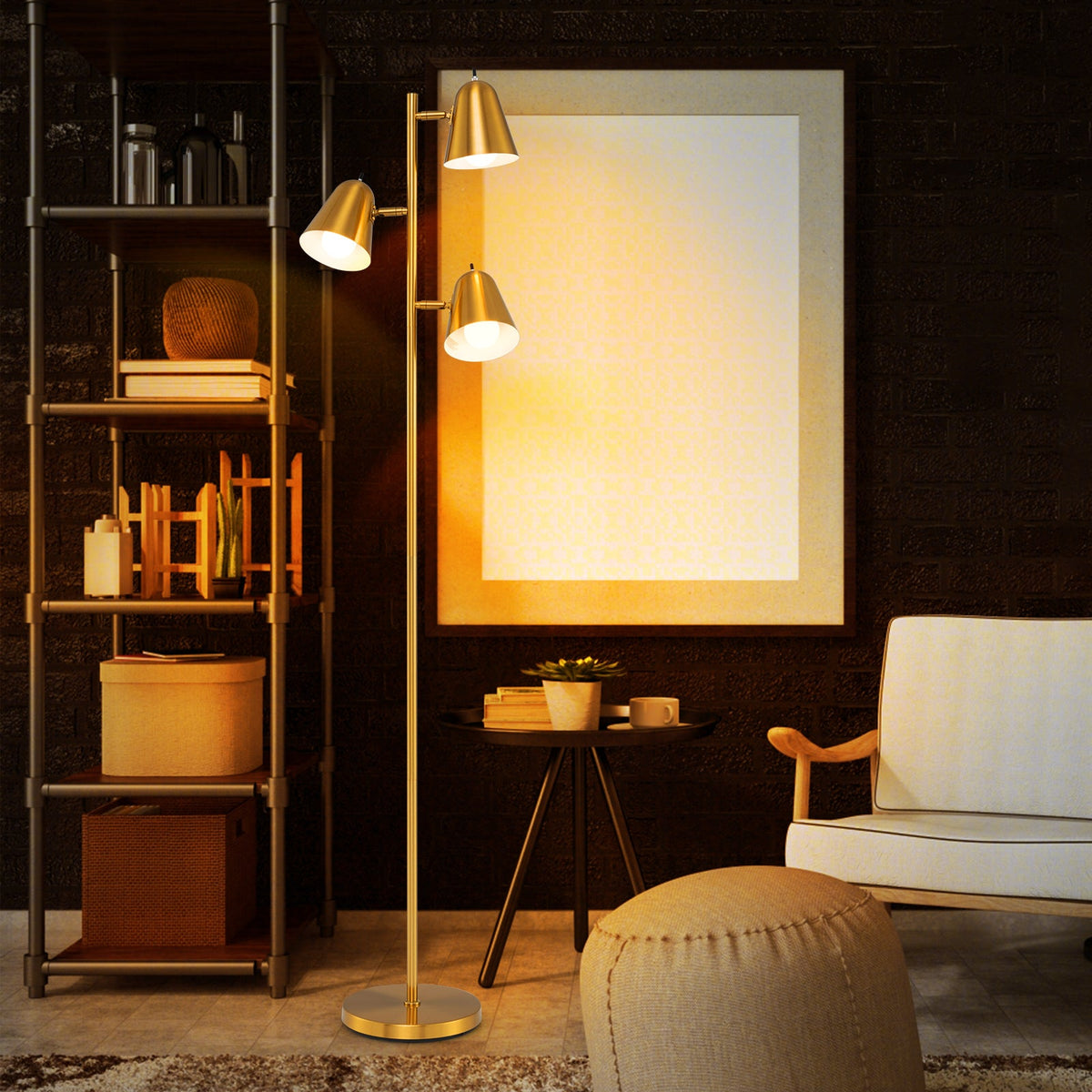 64 Inch 3-Light LED Floor Lamp