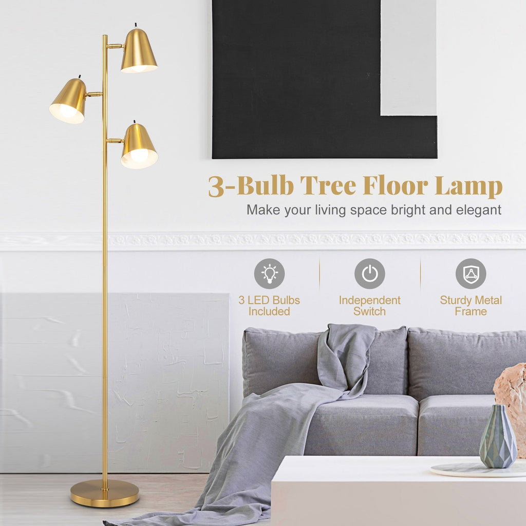 64 Inch 3-Light LED Floor Lamp