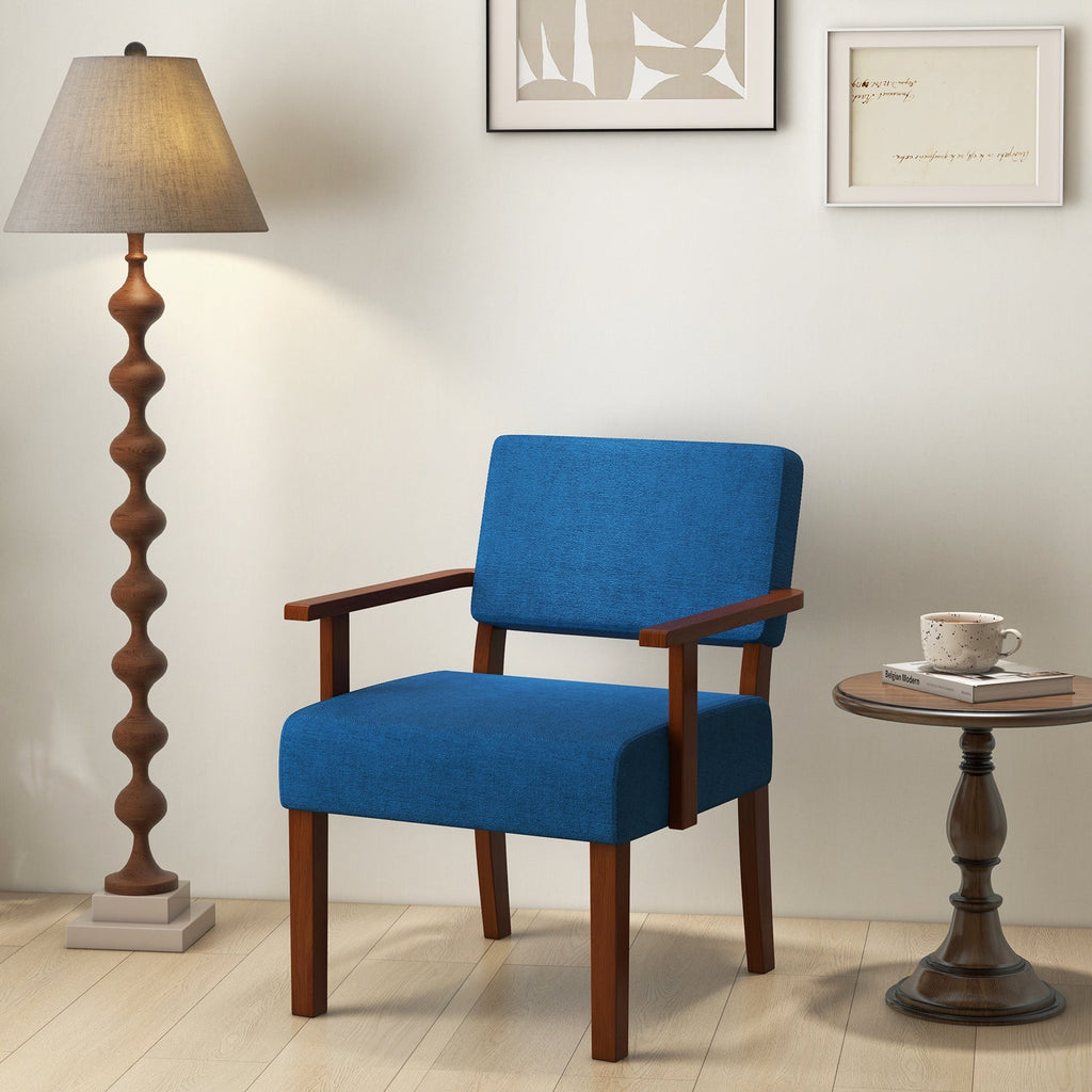 Linen Accent Chair with Soft Padded Seat and Backrest