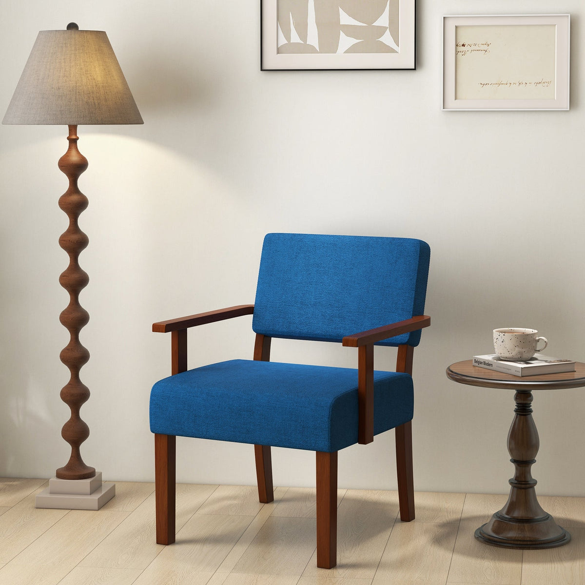 Linen Accent Chair with Soft Padded Seat and Backrest